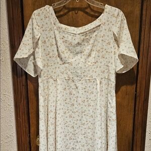 Baiyameisha White Floral Print Short Sleeve Ladies/Womans/Women's Dress Size XL